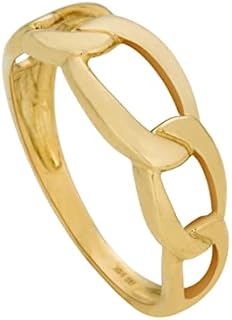 Statement 14K Yellow Gold Pori Cuban Link Wedding Ring with Goldstone Gem for Women - Ideal Gift for Sister, Mother, Wife