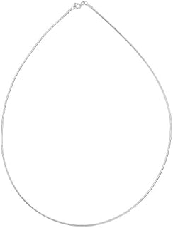 Classic Sterling Silver Omega Chain Necklace with Round Spring Ring Clasp for Women | Elegant Cable Design | Perfect for Layering or Wearing Alone