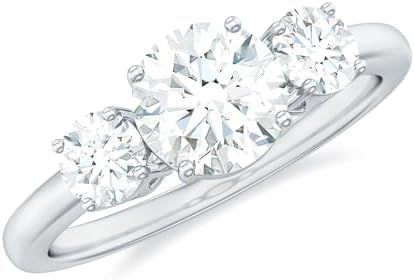 Certified Moissanite Three Stone Engagement Ring for Women | D Color VS1 Clarity