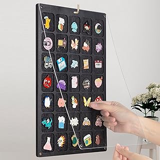 Magnetic Clasp Brooch Display Board in Durable Acrylic & Felt Finish PACMAXI - Pin, Badge & Enamel Organizer for Collectors - Clear Cover Design