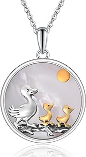 Dainty Duck Pendant Necklace with Cable Chain in 925 Sterling Silver, Classic Animal Design Jewelry for Women and Girls
