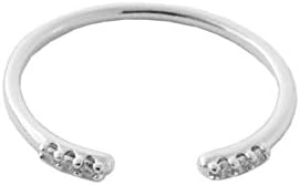 HONEYCAT Sterling Silver Plated Adjustable Open Wedding Ring with Cubic Zirconia, Perfect for Women - Minimalist Design