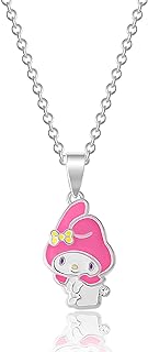 Hello Kitty Sanrio and Friends Womens Pendant Necklace 18" - Silver Plated Brass and Enamel My Melody Necklace Officially Licensed