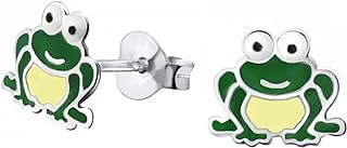 KIWI DAISY Frog .925 Sterling Silver Tiny Stud Earrings, for Cartilage, Helix, 2nd Ear Piercing (Hypoallergenic)