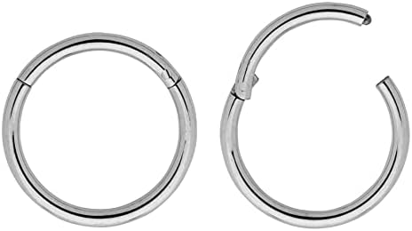 365 Sleepers 2 Pieces Titanium 20G Hinged Hoop Segment Septum Cartilage Helix Tragus Nose Ring Unisex Sleeper Earrings 6mm - 10mm