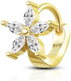 COCHARM 14K Real Gold Plated 925 Sterling Silver Small Hoop Earrings 20g Cartilage Hoop Huggie Hoop Earrings Nose Rings Hoop Helix Daith Tragus Earring for Women Men