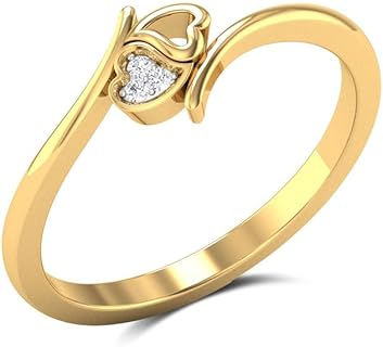 Personalized Yellow Gold Engagement Ring with 0.02 ct Lab-Grown Diamond for Women - Classic Design Diamond Promise Ring, 925 Sterling Silver