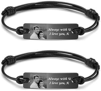 Lobster Claw Men's Photo Cuff Bracelet, Custom Stainless Steel Design by Zysta for Him, Personalized Memory Keepsake Accessory