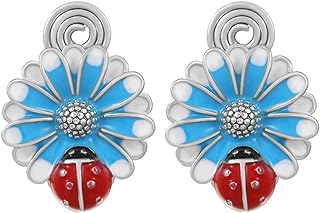 Clip-On Daisy and Ladybug Earrings for Women - Whimsical Alloy Jewelry Gift with Nature-Inspired Charm and Pop-Culture Appeal