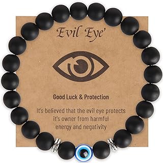 Blue Evil Eye Bracelets,Evil Eye Lucky Bracelet for Protection Blessing,Black Bead Protection Jewelry Boho Handmade Beach Bracelet for Women Men Boys Girls Gift