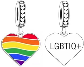 Rainbow Charm Bracelet in Sterling Silver for LGBTIQ+ supporters with Heart Design