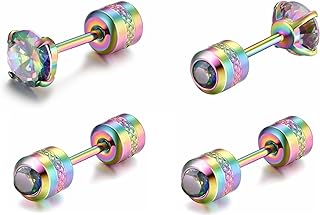 Hypoallergenic double sided diamond Stud Earrings For Womens Girl Secure Safety Screw back Cartilage CZ Stud Earrings