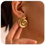 Vintage Retro Geometric Spiral Zirconia Dangle Tragus Earrings with Twisted Oval Design in Zinc Material - Hypoallergenic and Suitable for Sensitive Ears