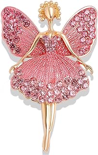 Gold Ballet Ballerina Safety Brooch Pins Angel Wings Brooch,Crystal Ballet Dancer Brooch Pins Shawl Clips for Women Girls Vintage Collar Brooch