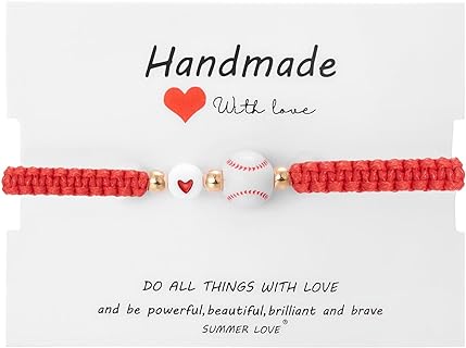 Adjustable Baseball Bead Bracelet with Durable Rope Chain for Sports Enthusiasts - Handmade from Zinc & Resin with Buckle Clasp