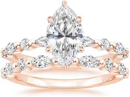 Marquise Cut Moissanite Solitaire Engagement Ring, 2CT, 10K Rose Gold, Wedding/Bridal Ring Set for Women