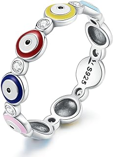 Evil Eye Belly Ring with Cubic Zirconia for Women & Girls, Sterling Silver Blue Hamsa Design, Size 6