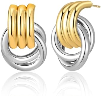 Geometric Earrings for Women 18K Gold Plated Chunky Dangle Earrings Statement Drop Earrings Jewelry Gift for Women