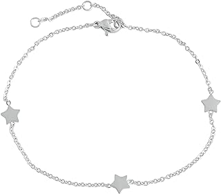 Edforce Chic Star Anklet with Link Chain and Lobster Claw Clasp in Stainless Steel for Women - Simple Design