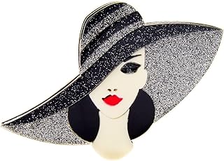 Beautiful Girl Brooch For Women Acrylic Lapel Pins Elegant Dress Accessories Jewelry Boutonniere Corsage for Hat Bag Suit Tie Sexy Fashionable Scarf Shawl Chip Brooches Wedding Birthday Valentine's Day Gifts Cocktail Party Art Deco