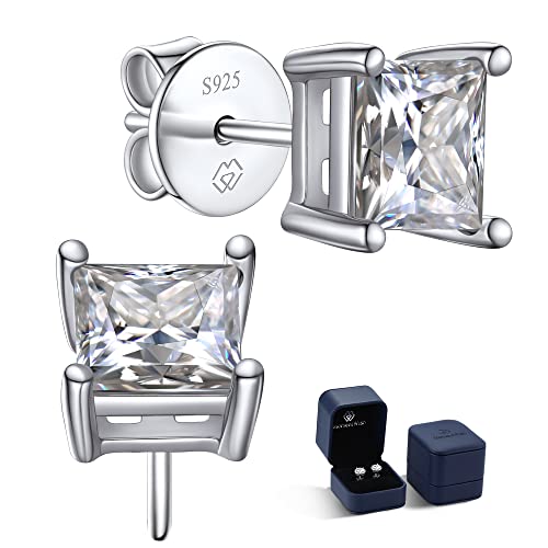 Moissanite Earrings, MomentWish Moissanite Handmade Earrings, D Color VVS1 Simulated Diamond 925 Sterling Silver Solitaire Earrings