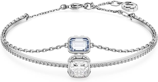 SWAROVSKI Stilla Collection - Gorgeous Clear Crystal Bangle Bracelet with Fold Over Clasp, No Metal or Chain Design