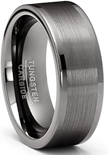 Mens Gunmetal Tungsten Carbide Ring Wedding Band Comfort-fit 8MM High-Polish