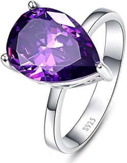 8.55ct Pear Cut Engagement Rings Created Pink Topaz|Amethyst Ring Birthstone Ring for Women 925 Sterling Silver Solitaire Wedding Ring Promise Ring for Her Size 6-9