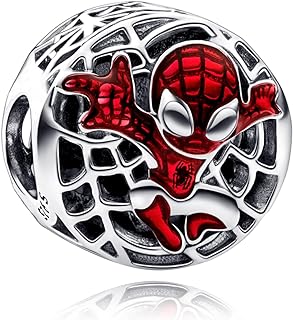 925 Sterling Silver Spiderman Charm Bracelet with Cubic Zirconia for Women and Girls, Rose Gold Rose and Nurse Pendants Design - Ideal Jewelry Gift for Christmas and Mother's Day