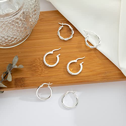 Gold Hoop Earrings for Women Sterling Silver Post Small Gold Hoop Earrings 14k Real Gold Tiny Hypoallergenic Small Hoop Earrings Set for Women Men Girls 13/15 /20mm