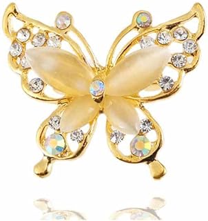 Women's Elegant Katartizo Crystal Butterfly Brooch Pin with Silver Clasp and Sterling Silver Material, Rhinestone Design Accent for Clothing & Shawls