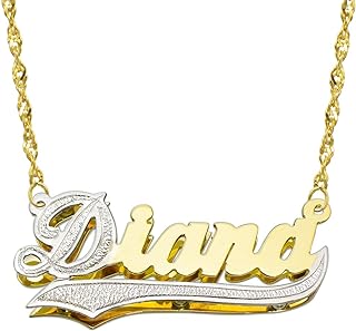 Customizable 14K Two-Tone Gold 3D Name Pendant Necklace with Singapore Chain and Spring Ring Clasp for Personalized Style