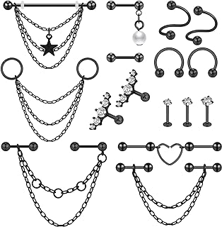 Stuppendux Stainless Steel Double Nose Ring Chain for Women and Men, Sleek Design, Suitable for Multiple Piercings