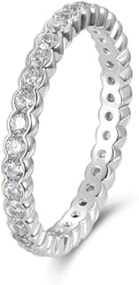 D Color VVS1 Clarity Moissanite Hand Setting Eternity Rings for Women, Solid 925 Sterling Silver Rhodium Finish, Wedding Aniversary Ring, Stackable Ring, Size4-11