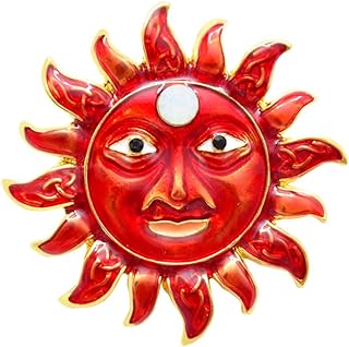 Red Sun Face Brooch Pin Cartoon Sun Badge Pin Metal Breastpin Women's Sun Totem Brooches Women's Jewelry Brooch Pin Sun Brooch Clothes Backpack Lapel Badges Fashion Accessories