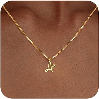 Initial Necklaces for Women Trendy, Dainty Gold Letter Ncklace Cute 14K Gold Plated A-Z Pedant Choker Name Necklace Personalized Costume Monogram Simple Gold Jewelry Necklace for Women Teen Girls Gifts