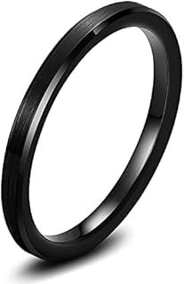 Unisex TRUMIUM Tungsten Wedding Ring in Black, Bevel Edged and Brushed Comfort Fit, Available in Sizes 4-15 and Widths 2mm-10mm