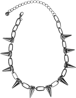 Distinctive Punk-Inspired Spike Choker Necklace with Cable Chain, Designed for Men & Women, Highlighting Unique Craftsmanship and Streetwear Aesthetics
