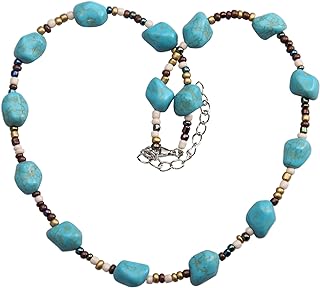 Colorful Beaded Necklaces for Women Turquoise Pearl Seeds Bead Necklace Summer Beach Necklaces Boho Necklaces for Women Beaded Choker Necklace
