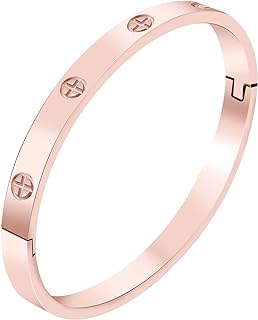 Love Bangle for Women Girls 18K Gold Plated Titanium Steel Fashion Simple Cuff Bracelet Bangle Jewelry Gifts for Valentine's Day Birthday Gifts