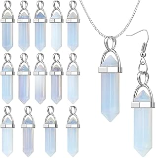 16 Pieces Hexagonal Crystal Pendulum Pendants Crystal Pendants Necklaces Quartz Pendants Stone Natural Charms Healing Stone Necklace Crystal Pendants for Jewelry Making
