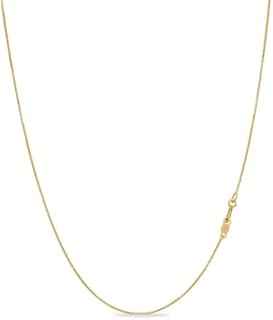 KEZEF Italian Box Chain Necklace in 18K Gold Plated Sterling Silver- 16 Inch with Spring Ring Clasp- Perfect for Women, Men and Girls