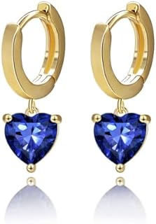 Gold Heart Dangle Earrings For Women with heart cubic zirconia hoop earrings in Colorful which is hypoallergenic and is a gift to express love to friends and family.