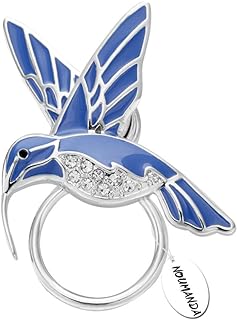 NOUMANDA Blue Enamel Hummingbird Magnetic Brooch with Alloy Chain, Gemstone and Zinc, Enchanting Eyeglass Holder Design