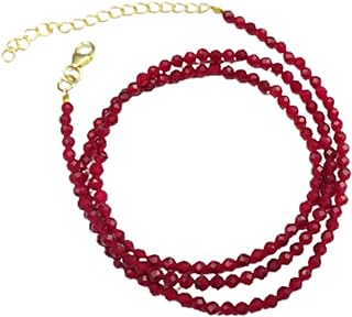 Faceted Red Garnet Beaded Necklace, Gold Plated Choker Necklace, Garnet Rondelle Beads, Necklace For Woman, Beads Necklace Jewelry, Dainty Necklace By CHARMSANDSPELLS