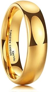 King Will Glory Men's 4mm 6mm 8mm Tungsten Carbide Ring 24k Gold Plated Rose Gold Plated Domed Polished Finish Wedding Band