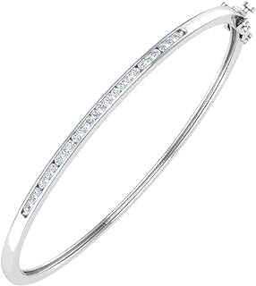 FINEROCK 1/2 Carat Diamond Bangle Bracelet in 10K Gold or 950 Platinum