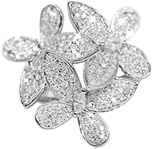 Three Butterflies Flower Ring for Women Girls Dainty Rhinestone Crystal Butterfly Open Statement Rings Engagement Promise Ring Wedding Band Fashion Jewelry Gifts BFF