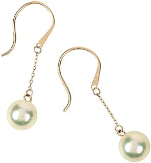 6.5mm Japanese Akoya Cultured Pearl Drop Earrings with 18K Yellow Gold French Wire Back and Dangle Design