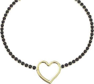 Bracelet studded with black zirconias and delicate heart. 14/20 gold plated 10 thousandths. 1 year warranty